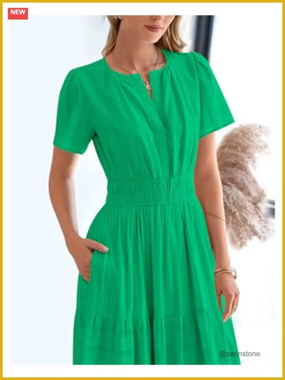 Womens Maxi Dress Short Sleeve V Neck Tiered Ruffle Pockets Casual Beach